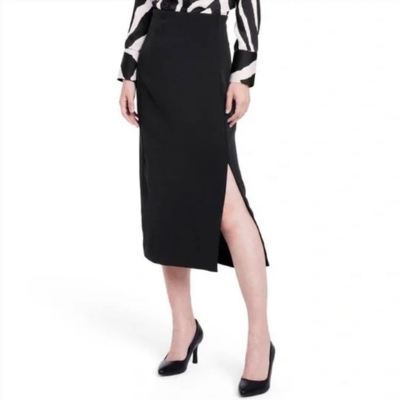(L)- Sergio Hudson for Target Black High-Waisted Slited Pencil Skirt- Black - Picture 1 of 8
